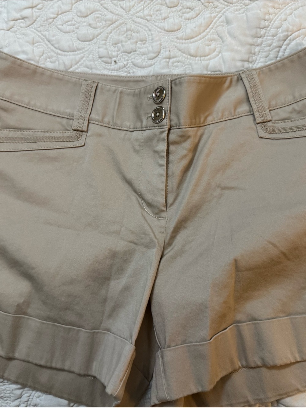 White House Black Market Taupe Cuffed Shorts